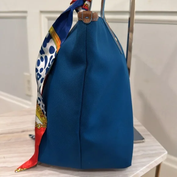 Coach Bag Canvas and Leather Trimmed Blue and Brown Tote - Picture 5 of 17